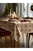 Medi Home Yılbaşı Bej Kar Tanesi Deseni Masa Örtüsü thumbnail 3