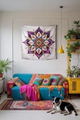 Medi Home PRISMATIC MANDALA DUVAR HALISI DUVAR ÖRTÜSÜ TAPESTRY thumbnail 1