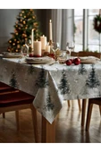 Medi Home Yılbaşı Gümüş Kar Manzarası Deseni Masa Örtüsü thumbnail 2