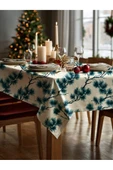 Medi Home Yılbaşı Turkuaz Çam Deseni Masa Örtüsü thumbnail 3