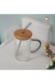 Tohana Bambu Kapaklı Cam Pipetli Kupa 420 ml thumbnail 5