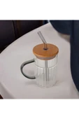 Tohana Bambu Kapaklı Cam Pipetli Kupa 420 ml thumbnail 2