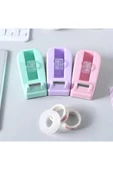 Ark Mini Yapışkan Bant Rulo Kesme Aleti, Doldurulabilir 18x20 mm Ev Okul Ofisi için Sarma Bandı Mor thumbnail 5