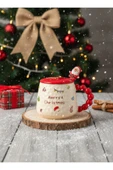 Bam Yılbaşı Temalı Kaşıklı Kapaklı Seramik Kupa Merry Christmas thumbnail 1