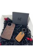 Dörtel Tedarik Hakiki Deri Kahverengi Cüzdan, Telefon Kılıfı, Anahtarlık (Kişiye Özel Baskı Yapılabilir) thumbnail 2