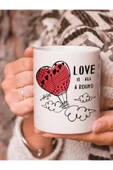 Dörtel Tedarik Uçan Balon Vektörel Çizimli Love Is All A Round Yazılı Logo Baskılı Kupa Bardak thumbnail 1