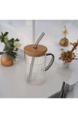 Tohana Bambu Kapaklı Cam Pipetli Kupa 420 ml thumbnail 3