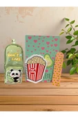 Dörtel Tedarik Panda Temalı Yeşil Kalem Kutu,Avokado Temalı Sert Kapaklı Ajanda,Kitap Ayracı,Patlamış Mısır Bloknot thumbnail 1