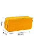 Dörtel Tedarik Krinkıl Kumaş Yıkanabilir Çift Bölmeli Gözlü Kalemlik Kalem Kutusu 01105 - Sarı thumbnail 4