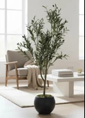 Yapay Zeytin Ağacı Antrasit Küre Saksıda 120cm Doğal Görünümlü Yapay Ağaç thumbnail 1