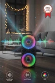 Bluetooth Speaker Kablosuz Hoparlör Led Işıklı 10X2 Watt USB Girişli Şarjlı Hoparlör GTS-1569 Siyah thumbnail 1