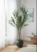 Yapay Zeytin Ağacı Antrasit Küre Saksıda 120cm Doğal Görünümlü Yapay Ağaç thumbnail 5