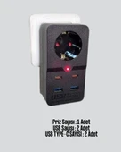 Tip Akım Koruma Prizi 10A 2500W USB Type C Destekli thumbnail 2