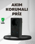 Tip Akım Koruma Prizi 10A 2500W USB Type C Destekli thumbnail 1