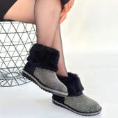 idimilla Linka Siyah Süet Gümüş Boncuk İşlemeli Bot thumbnail 4