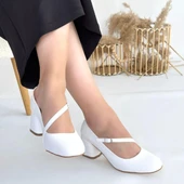 idimilla Kier Beyaz Cilt Topuklu Ayakkabı thumbnail 4