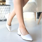 idimilla Desniy Beyaz Cilt Topuklu Ayakkabı thumbnail 4