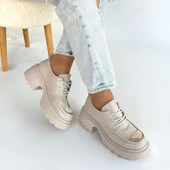 idimilla Kiya Bej Rugan Dolgu Topuk Oxford Ayakkabı thumbnail 4