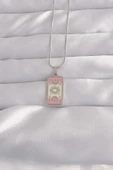 idimilla 316L Çelik Gümüş Renk Pembe Mineli Ay Figür Tarot Kolye thumbnail 1