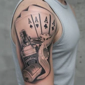 İskambil Dolar Zar Geçici Dövme Şablonu Büyük Boy thumbnail 3