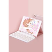 İpad 5 Air 9.7 Kılıf Kc01 Smart Klavyeli Tablet Kılıfı - Pembe thumbnail 1