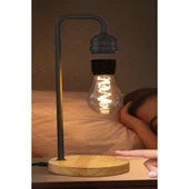 Xf01 Ampul Görünümlü Kablosuz Şarj Özellikli Gece Lambası - Siyah thumbnail 3