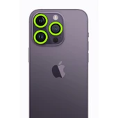 İphone 12 Pro Max Neon Fosforlu Kamera Lens - Yeşil thumbnail 1