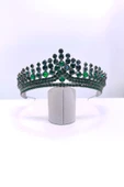 SimgeAksesuar Yeşil Kristal Taşlı Şık Ve Zarif Nişan Ve Kına Tacı Ve Saç Aksesuarı thumbnail 1