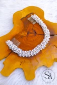 SimgeAksesuar İnci ve kristal karışımlı el yapımı nikah, nişan ve düğün tacı , saç aksesuarı thumbnail 2