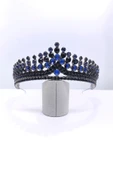 SimgeAksesuar Lacivert Kristal Taşlı Şık Ve Zarif Nişan Ve Kına Tacı Ve Saç Aksesuarı thumbnail 1