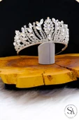 SimgeAksesuar Kristal taşlı şık ve zarif gelin tacı thumbnail 2