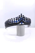 SimgeAksesuar Lacivert Kristal Taşlı Şık Ve Zarif Nişan Ve Kına Tacı Ve Saç Aksesuarı thumbnail 2