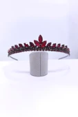 SimgeAksesuar Bordo Kristal Taşlı Şık Ve Zarif Nişan Ve Kına Tacı Ve Saç Aksesuarı thumbnail 1