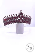 SimgeAksesuar Bordo kristal taşlı şık ve zarif nişan ve bindallı tacı thumbnail 2