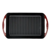 Lava Döküm Dikdörtgen Izgara Tavası Döküm Demir Yekpare Çift Kulplu Ölçü 22x32cm.-Bordo thumbnail 3