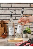 Rembox Ahşap Standlı 2'li Yağ ve Sirke Şişesi 750 ml Zeytinyağ Sıvıyağ Şişesi Şeffaf Yağdanlık Yağlık thumbnail 2