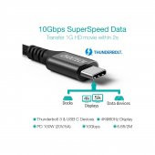 Choetech 100W USB-C to USB-C 3.1 Gen2 Hızlı Şarj Destekli Data Kablosu - 2 Metre - XCC-1007 - Siyah thumbnail 3