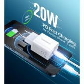 Choetech PD 20W USB-C Hızlı Güç Adaptörü - Apple iPhone Hızlı Şarj Uyumlu - PD5005 - Beyaz - 2