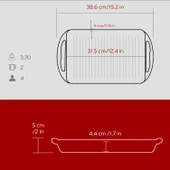 Lava Döküm Dikdörtgen Izgara Tavası Döküm Demir Yekpare Çift Kulplu Ölçü 22x32cm.-Bordo thumbnail 5