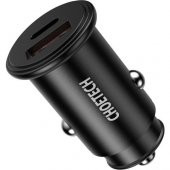 Choetech PD 20W USB-C + USB 18W Hızlı Araç Şarj Cihazı Apple iPhone Hızlı Şarj Uyumlu - TC0006 - Siyah thumbnail 1