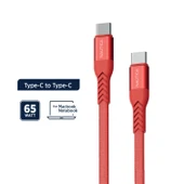Nautica C400 Type-C to Type-C 65W Hızlı Şarj ve Data Kablosu 1.2 Metre Kırmızı thumbnail 2