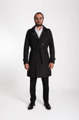 Regular Fit Kruvaze Kapama Kemerli Apoletli Uzun Trençkot thumbnail 10