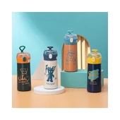 Çelik Matara Silikon Pipetli Ayıcıklı Suluk- Mavi thumbnail 4