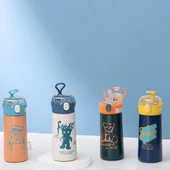 Çelik Matara Silikon Pipetli Ayıcıklı Suluk- Mavi thumbnail 5