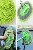 Çok Fonksiyonlu 2 In 1 Mikrofiber Araba Yıkama Fırçası Teleskopik Uzun Saplı Detay Fırçası Oto Mopu thumbnail 2