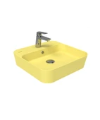 Loop Kare Masa Üstü İnce Çanak Lavabo 45 cm Extra Limon Çiçeği thumbnail 1