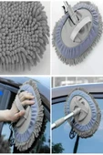 Çok Fonksiyonlu 2 In 1 Mikrofiber Araba Yıkama Fırçası Teleskopik Uzun Saplı Detay Fırçası Oto Mopu thumbnail 5