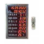 Eastar Büyük Boy Vakitler Tek Tek Ayarlamalı Krom Kumandalı ve Tuşlu Namaz Vakit - 1
