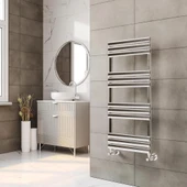 Lojimax Alüminyum Çift Panel Dekoratif Havlupan Talia Double Line 1400x600 mm 12 Dilim Krom Eloksal | 1642 W Yüksek Isıl Güç | 5 Yıl Üretici Garantisi thumbnail 2