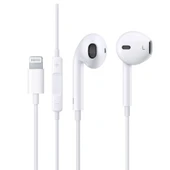 ScHitec E11 Tak Çalıştır Lightning Kulak İçi Mikrofonlu Kablolu Kulaklık Beyaz thumbnail 1